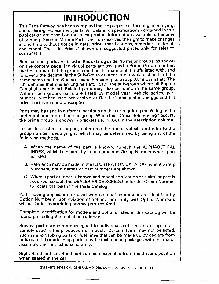 1962 1975 Chevy Parts Catalog Manual