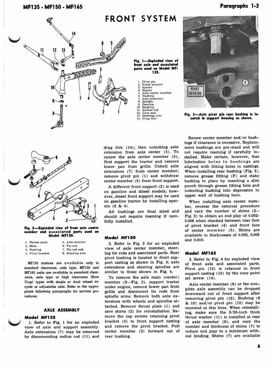 Massey Ferguson MF2- 135, 150, 160 Tractor Full Service & Repair Manual