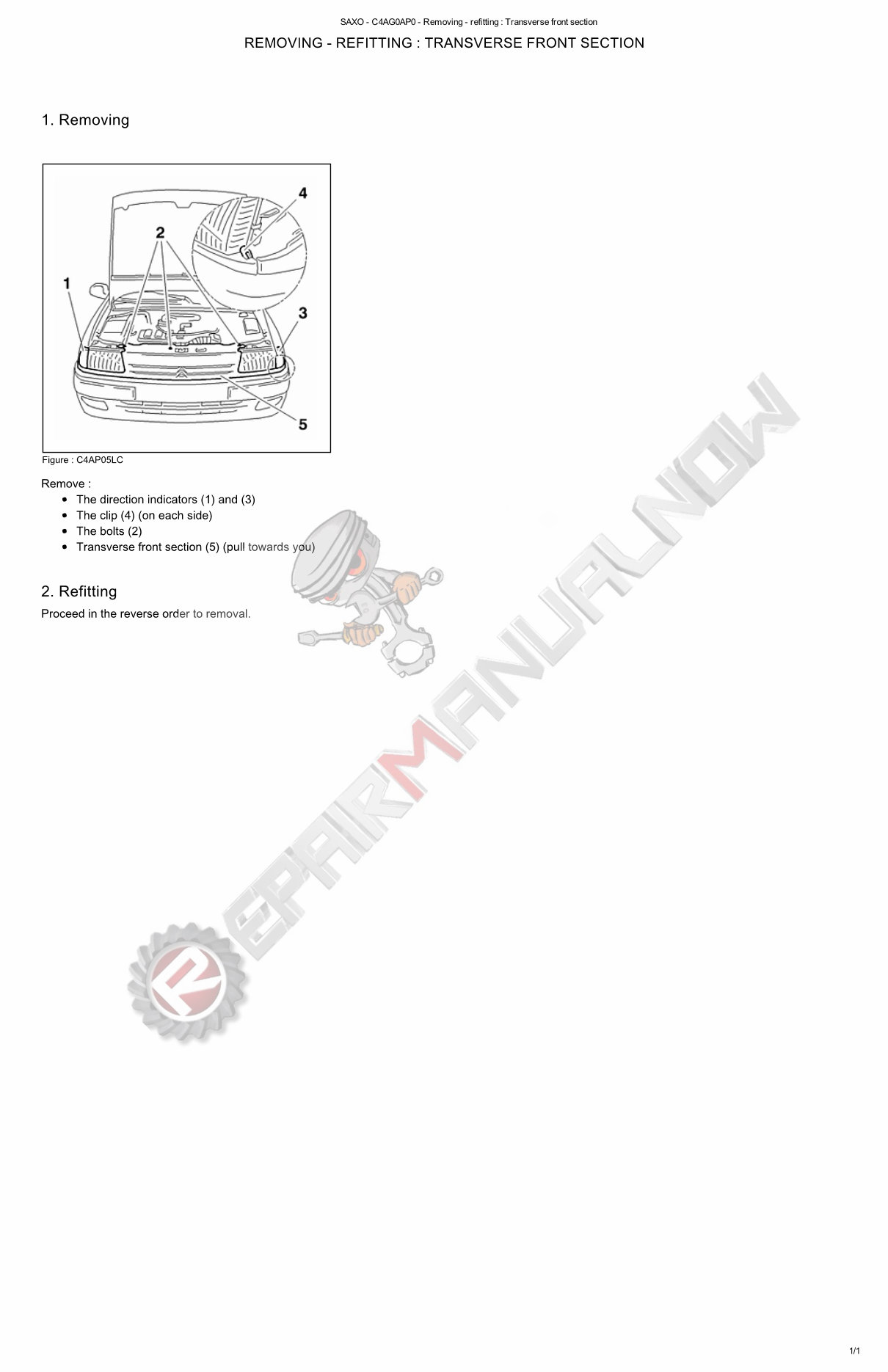 1997 CITROEN SAXO Service and Repair Manual Manuals Online