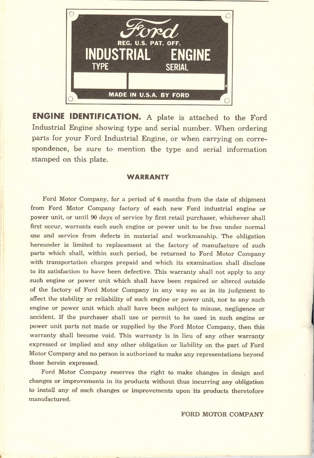 Ford 120 4 Cylinder Industrial Engine Service Manual