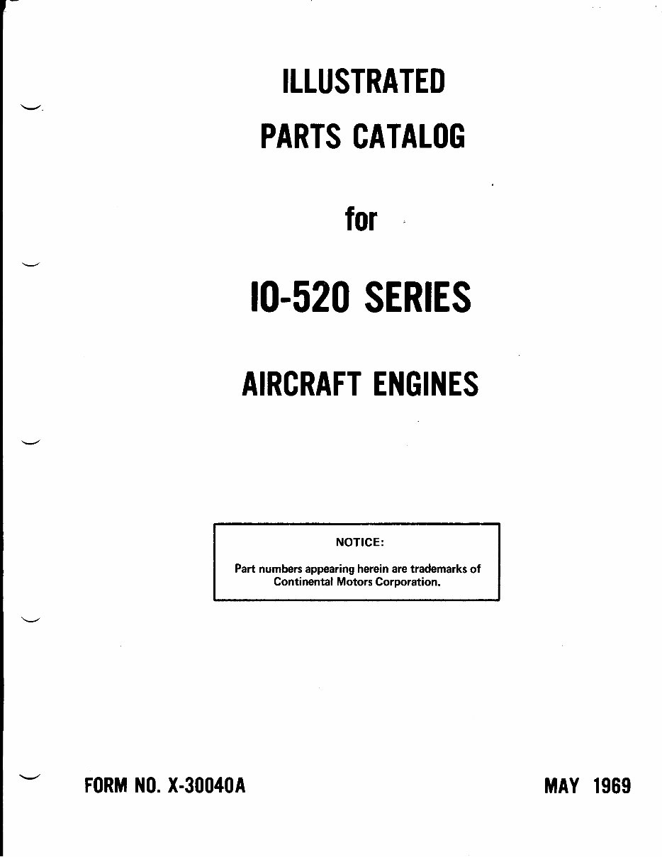 Continental Aircraft Engines IO520 Parts Manual