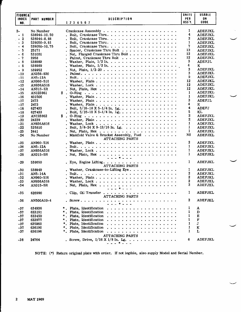 Continental Aircraft Engines IO-520 Parts Manual