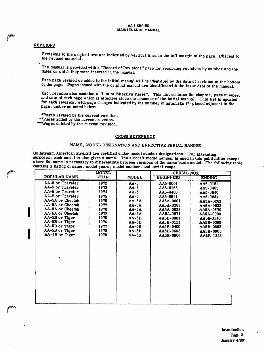 Grumman AA5 Traveler Cheetah Tiger Maintenance Manual