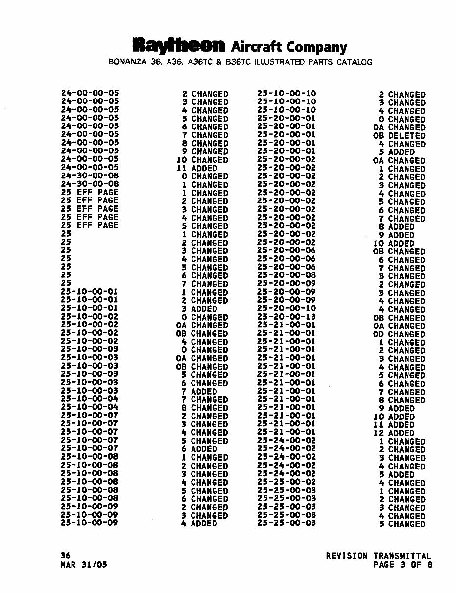 Beech 36 A36 A36TC B36TC IPC Parts Catalog Manual 1