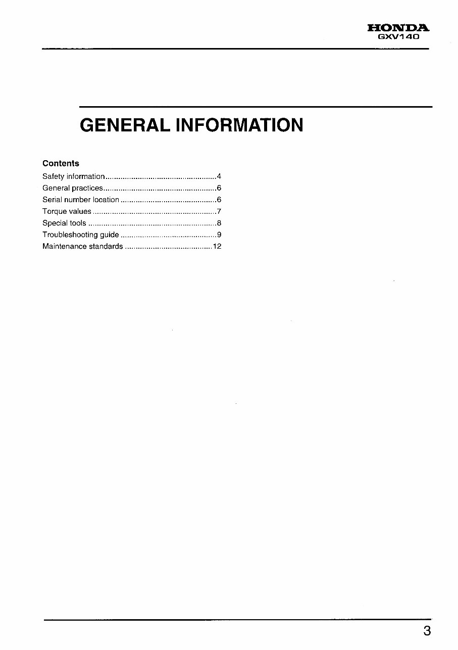Honda GXV140 Vertical Shaft Engine Repair Manual