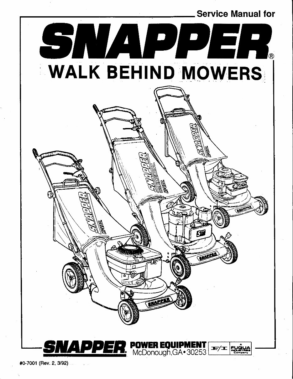 Snapper Mowers Service Manual Manuals Online