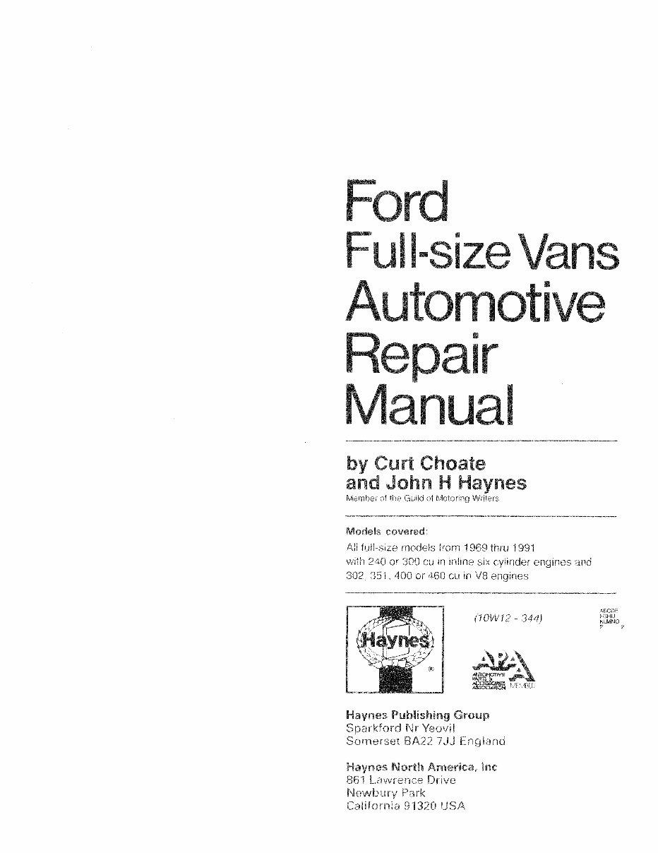 1990 Ford E-350 Econoline Service & Repair Manual Software