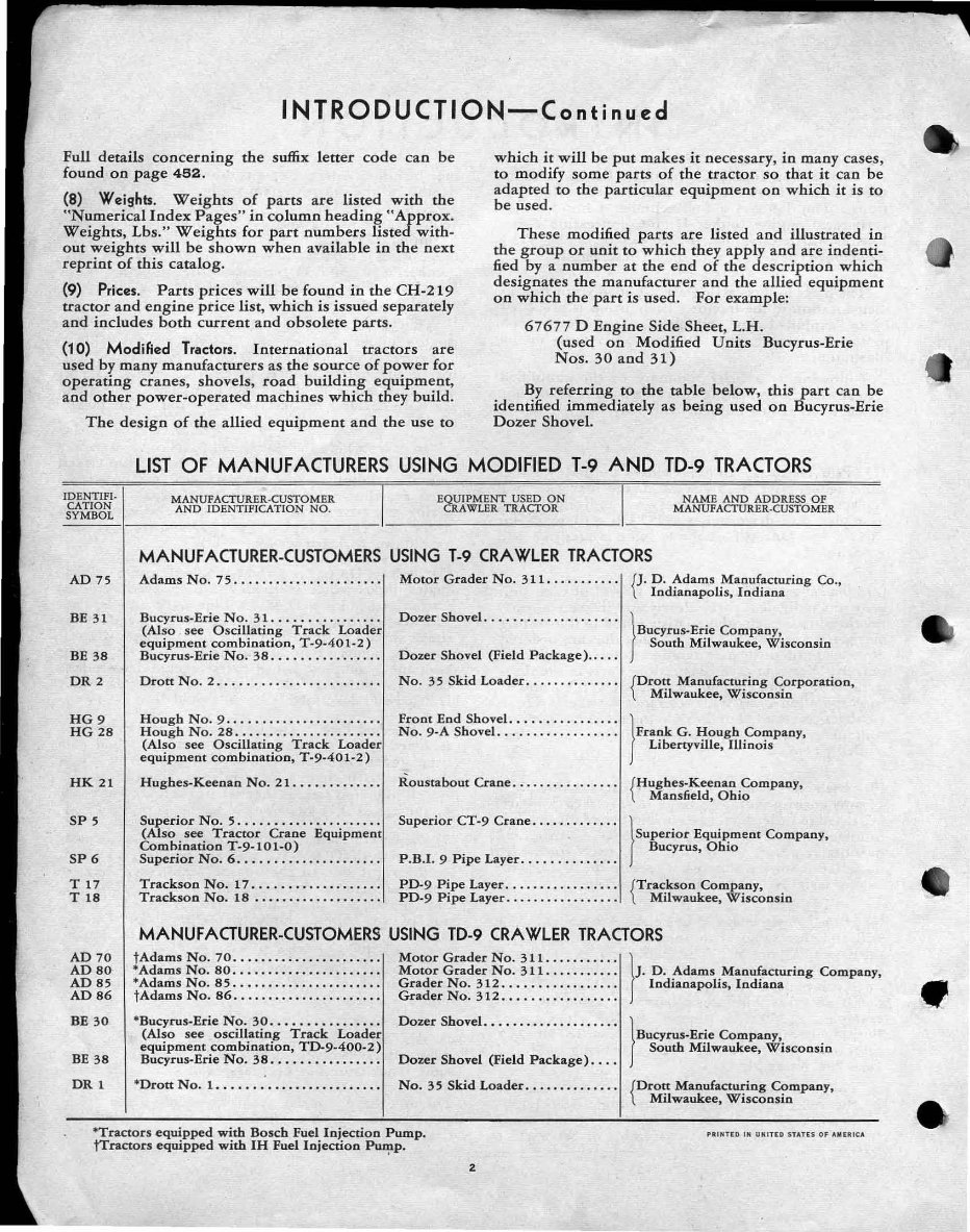 IH International Harvester TD-9 Crawler Tractors Parts Catalog Manual IPL  IPC TC-24E -