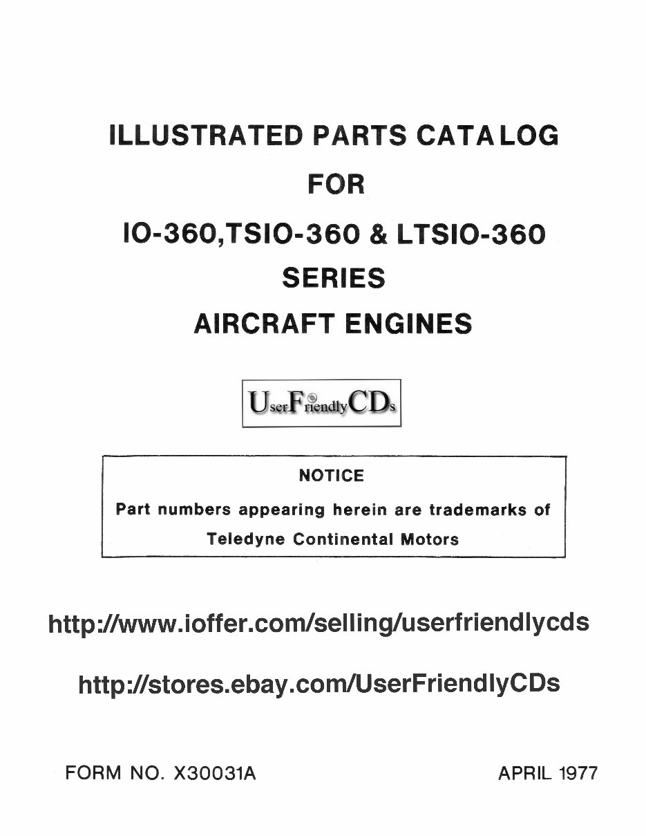 Continental IO360, TSIO360 & LTSIO360 Aircraft Engine Illustrated