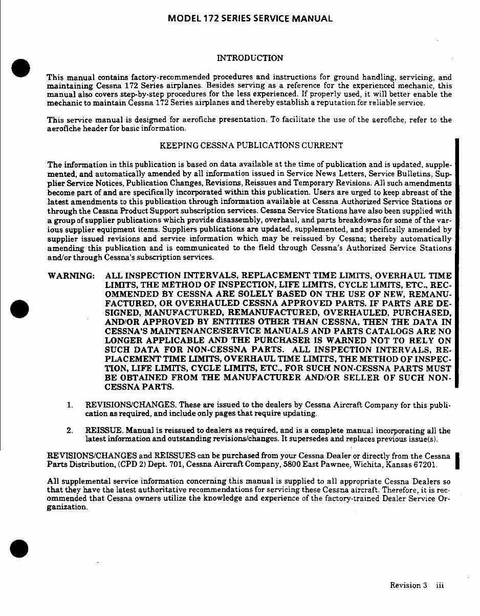 Cessna 172 service maintenance manual 1977 Thru 1986