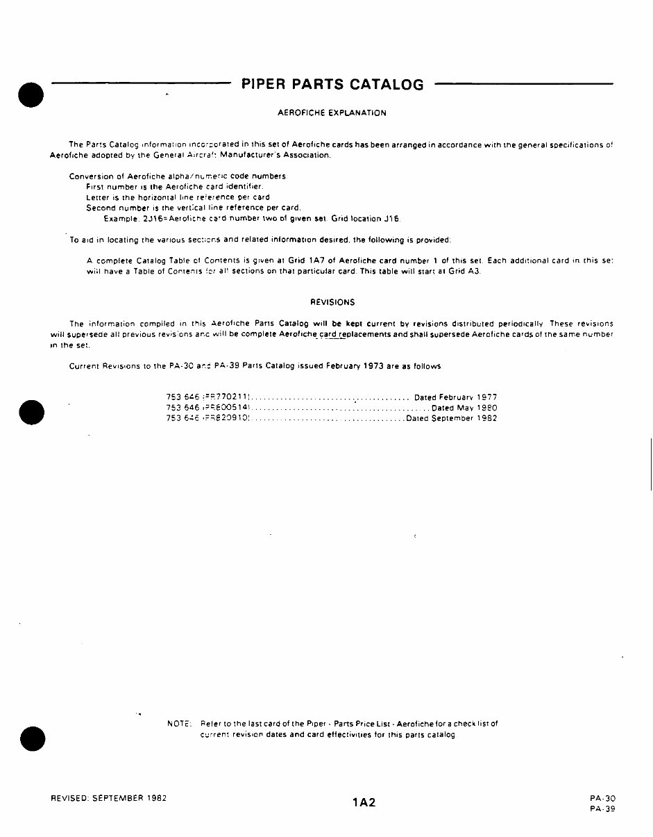 Piper Twin Comanche IPC parts manual 753646