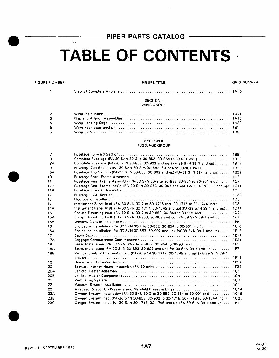Piper Twin Comanche IPC parts manual 753646
