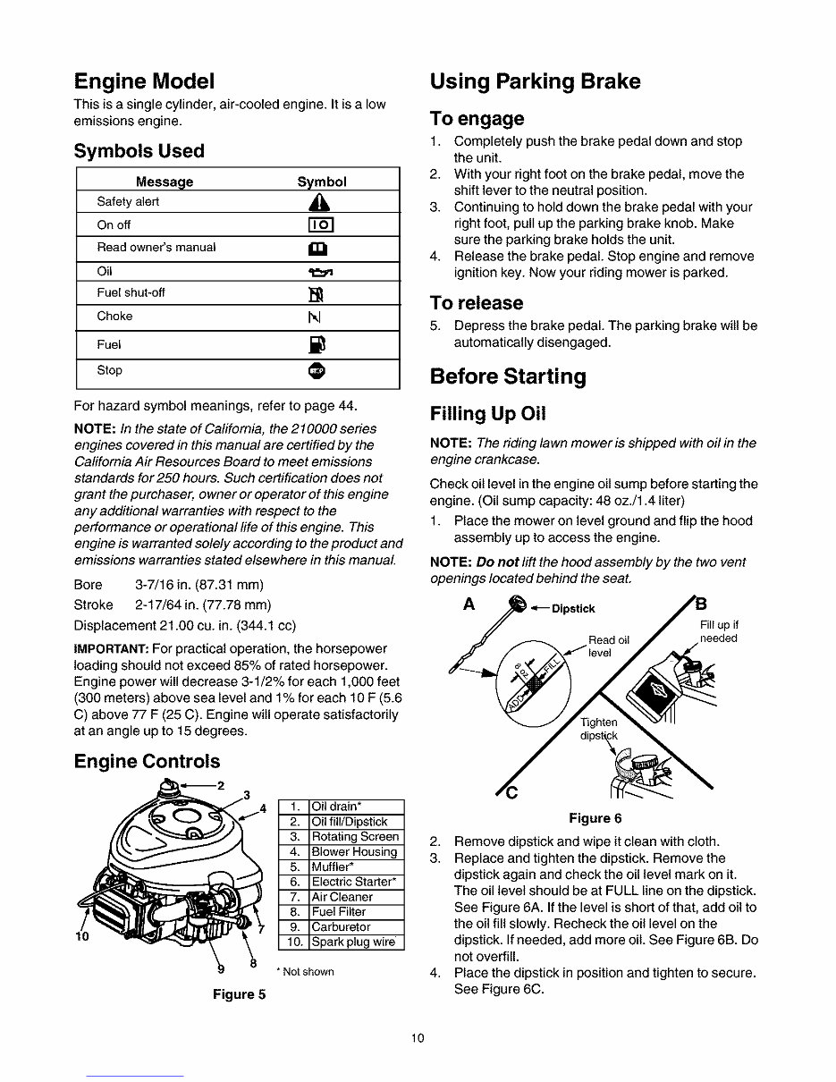 Craftsman Riding Mower (Model #247.27022) Owner's Manual