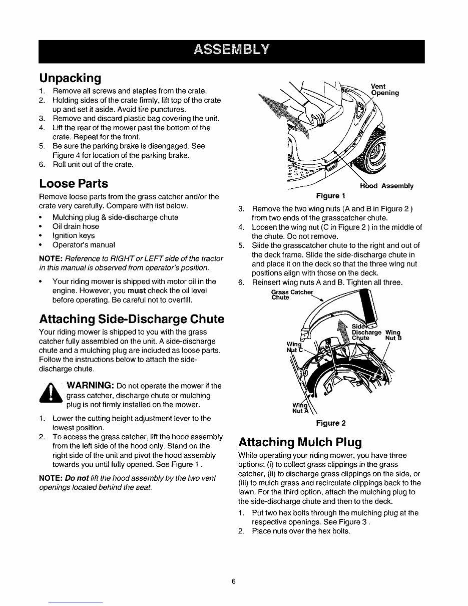 Craftsman Riding Mower (Model #247.27022) Owner's Manual