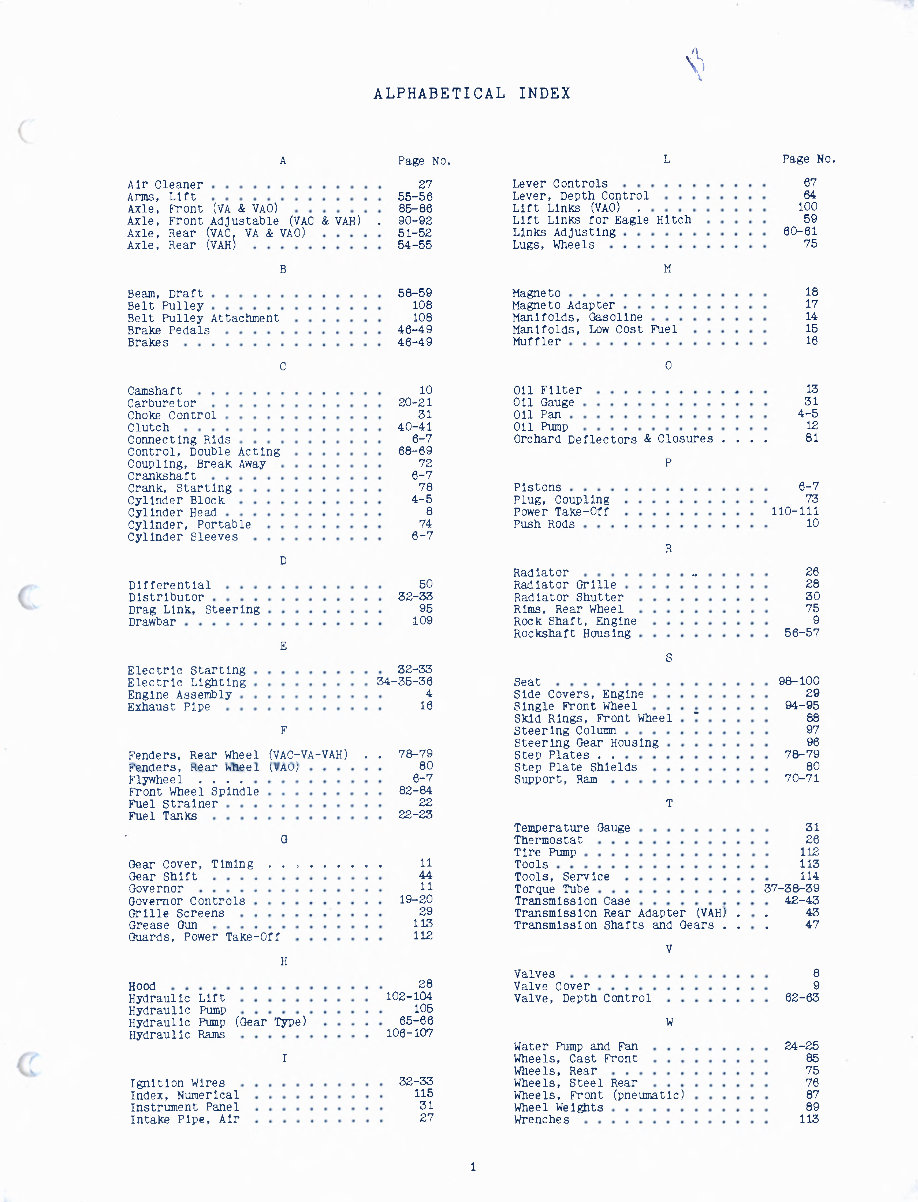 JI Case VA Series VAC VAH VAO Tractor Parts Catalog Manual