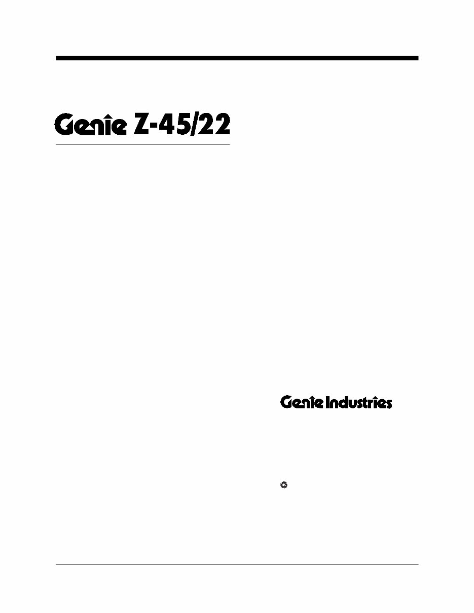 Genie Z-45/22 Workshop Repair Service Manual