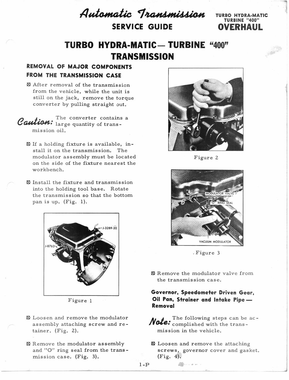 Turbo 400 Transmission Hydramatic Turbine 400 Service Manual