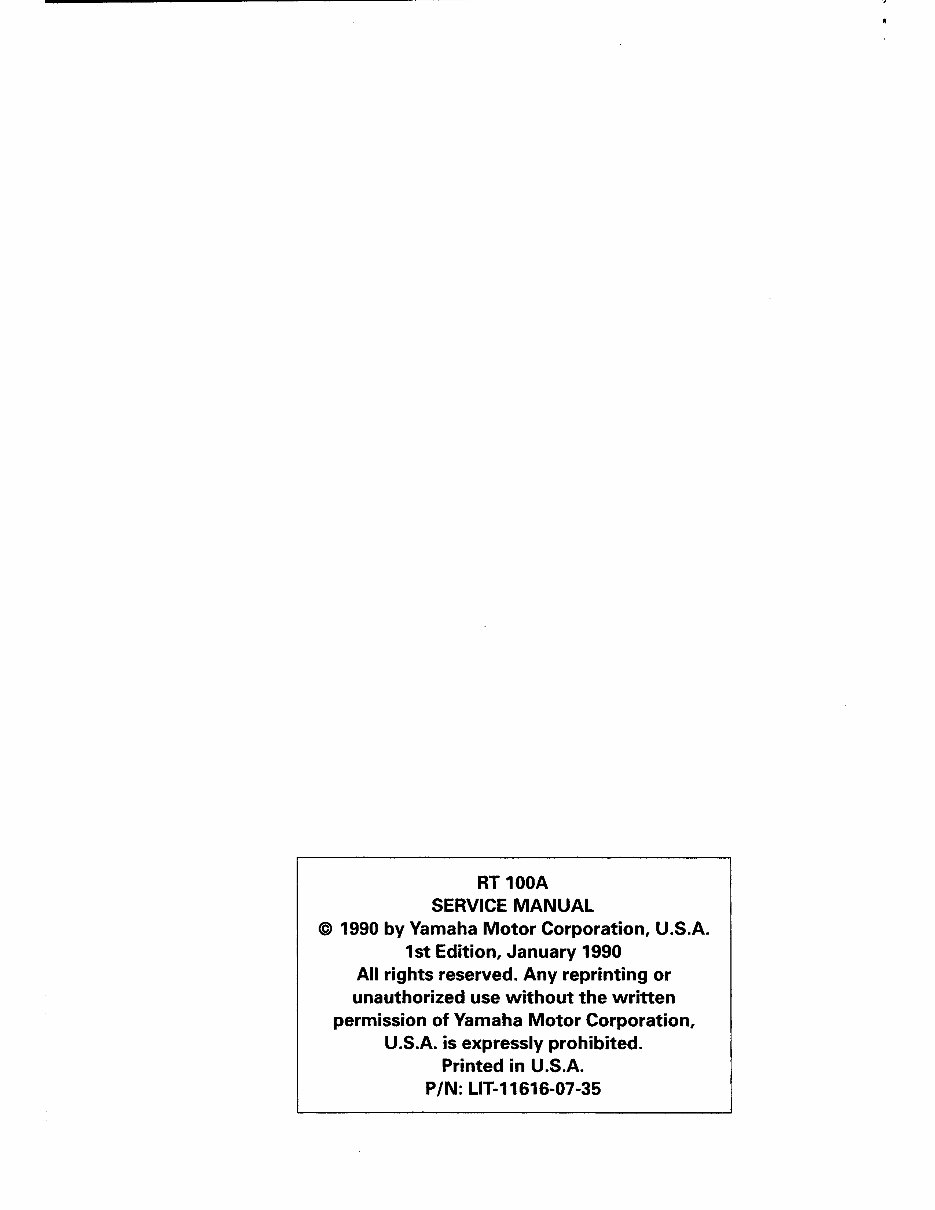 1999 Yamaha RT100 Model Years 1990 2000 Manuals Online