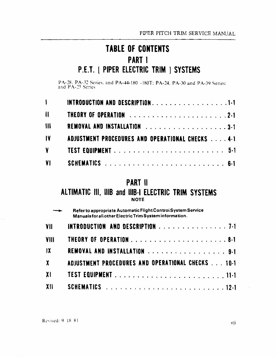 Piper Pitch trim Service manual 753771 Manuals Online