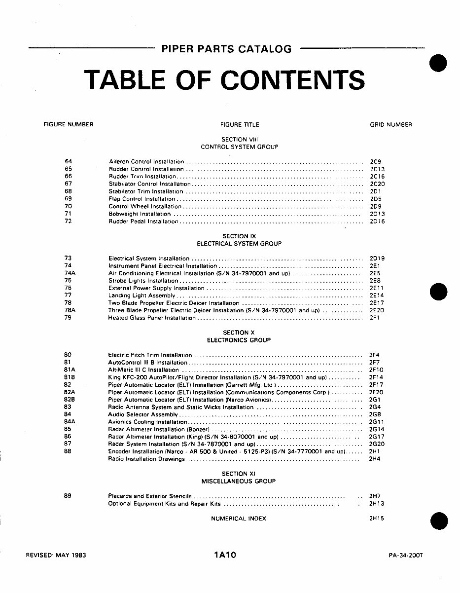 Piper PA34200T Seneca II parts catalog IPC 761589