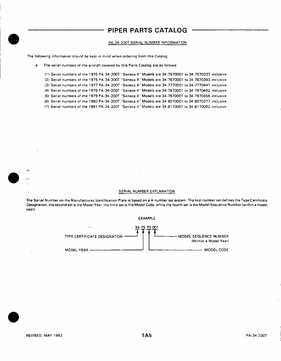 Piper PA34200T Seneca II parts catalog IPC 761589