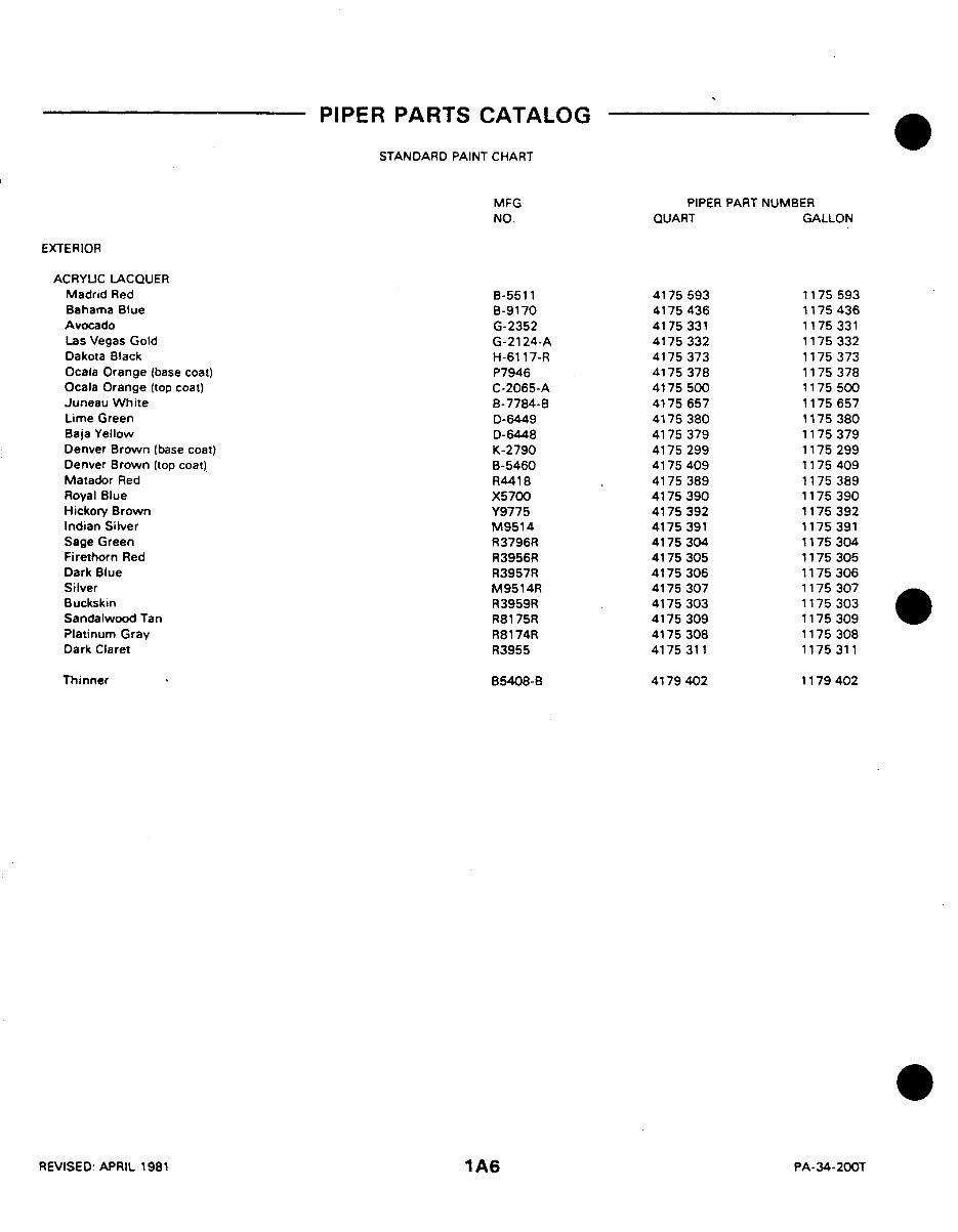 Piper PA34200T Seneca II parts catalog IPC 761589