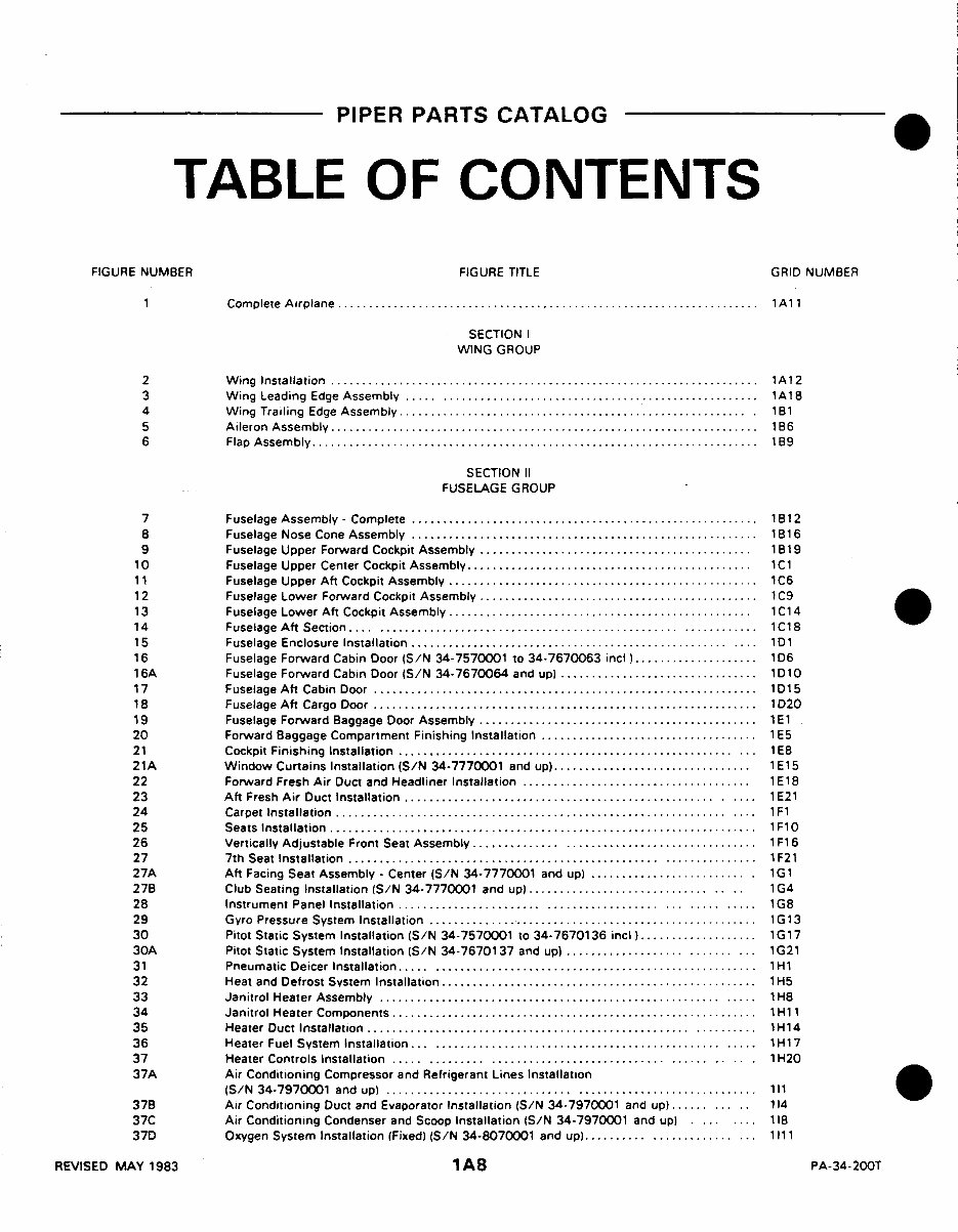 Piper PA34200T Seneca II parts catalog IPC 761589