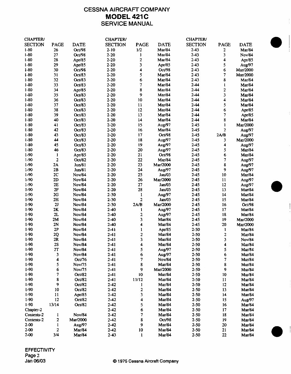 Cessna 421c Service Manual Golden Eagle D2515-23-13