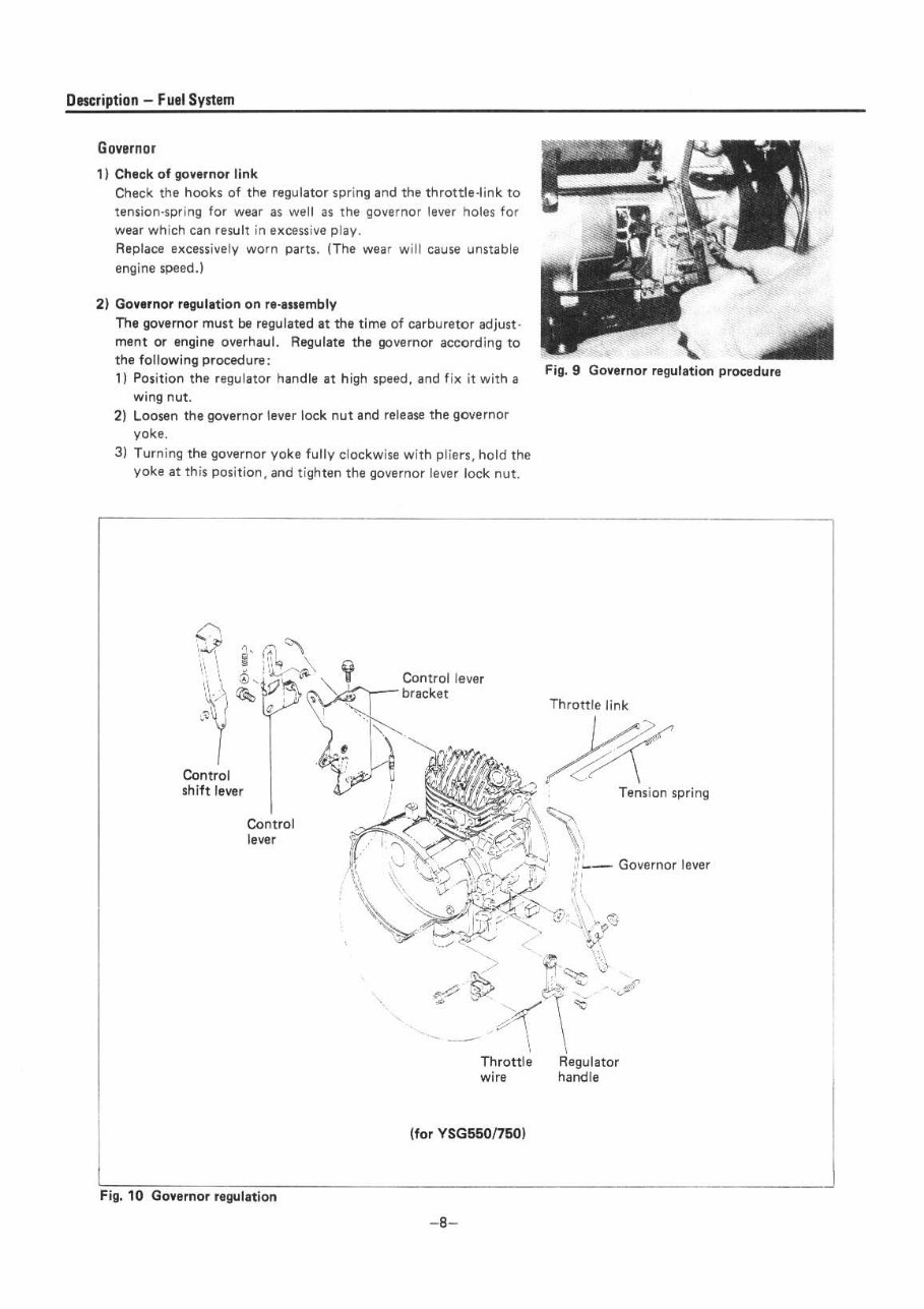 Yanmar YSG550 & YSG750 Gasoline Generator Repair Service Manual