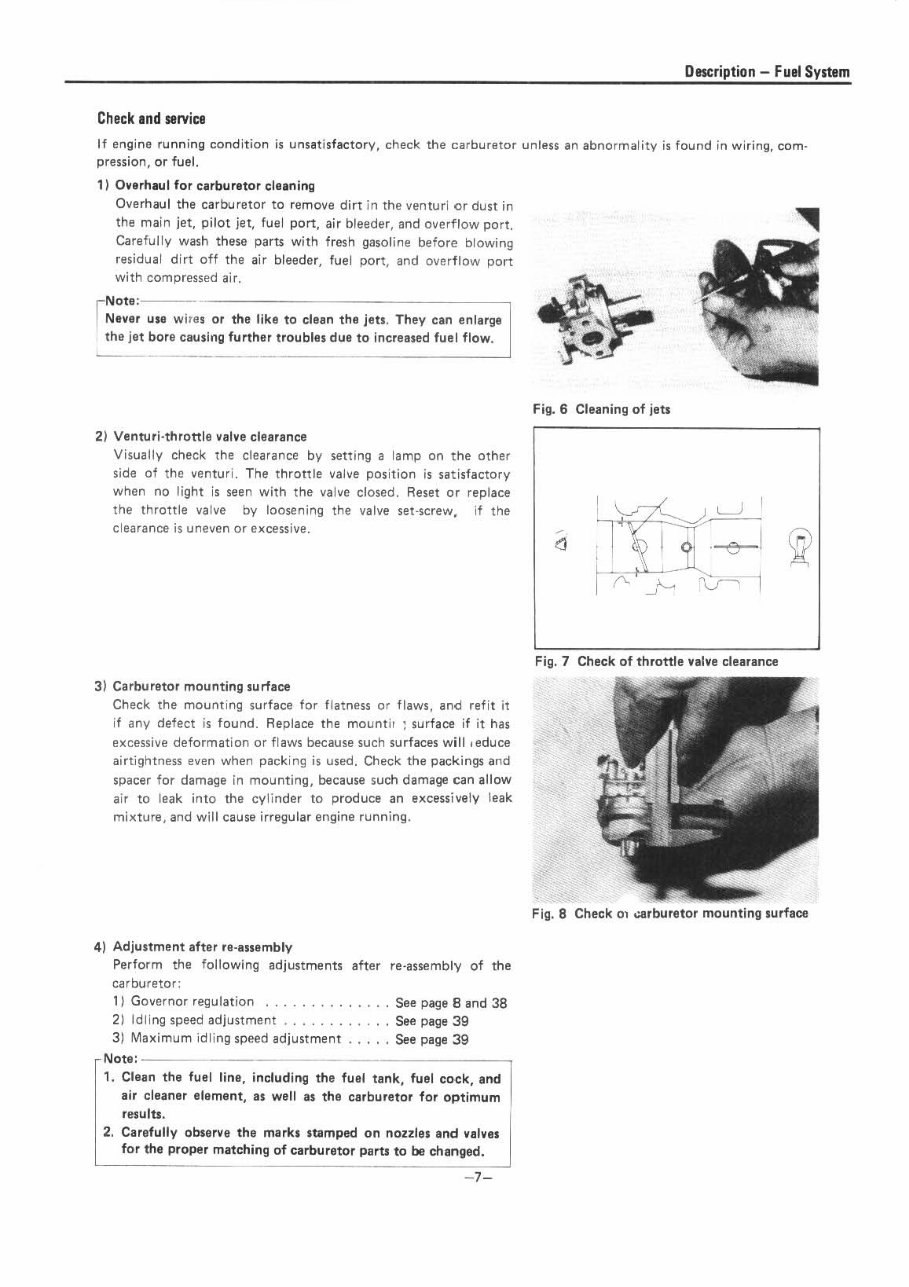 Yanmar YSG550 & YSG750 Gasoline Generator Repair Service Manual