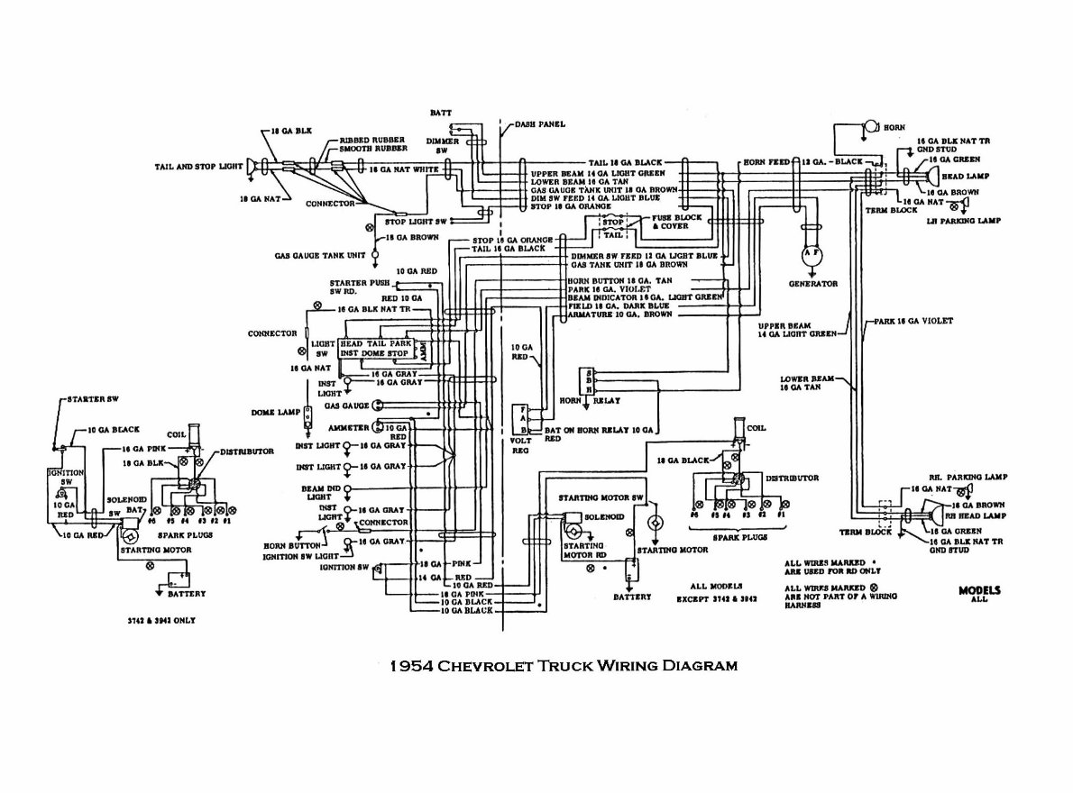 Chevrolet Chevy 1954 Truck Wiring Electrical Diagram Manual