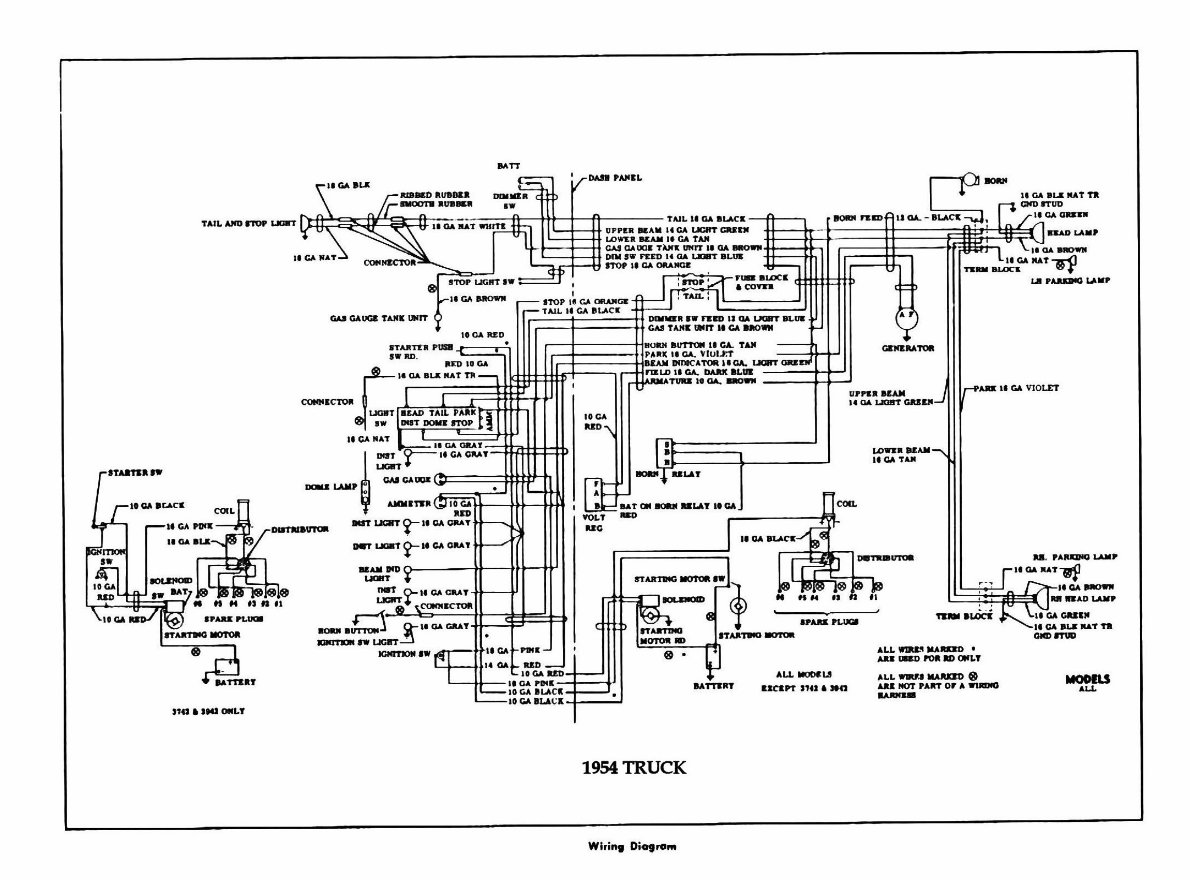 Chevrolet Chevy 1954 Truck Wiring Electrical Diagram Manual