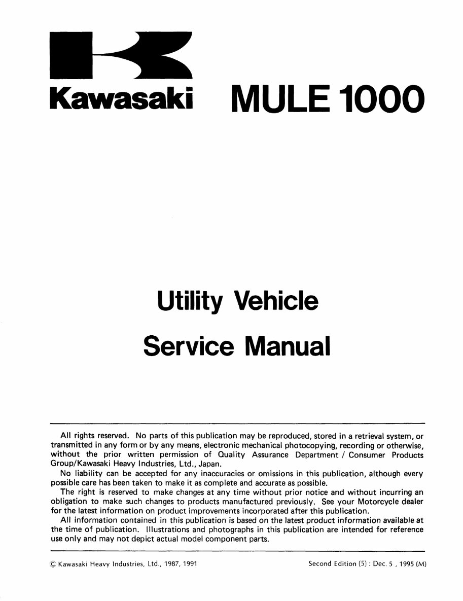 Kawasaki KAF450-B1 Factory Service Repair Manual