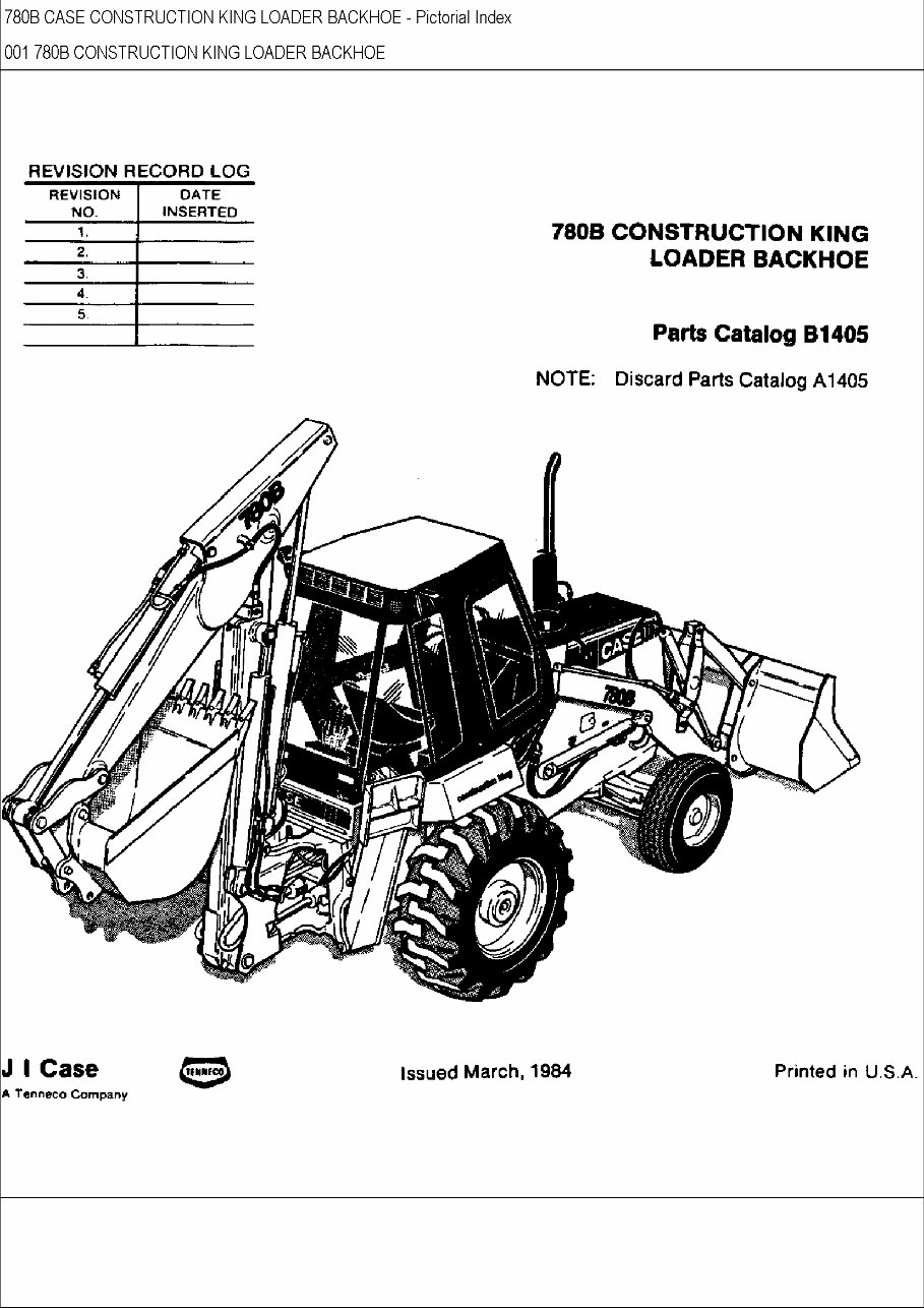 CASE 780B CK BACKHOE Loader Parts Catalog Manual