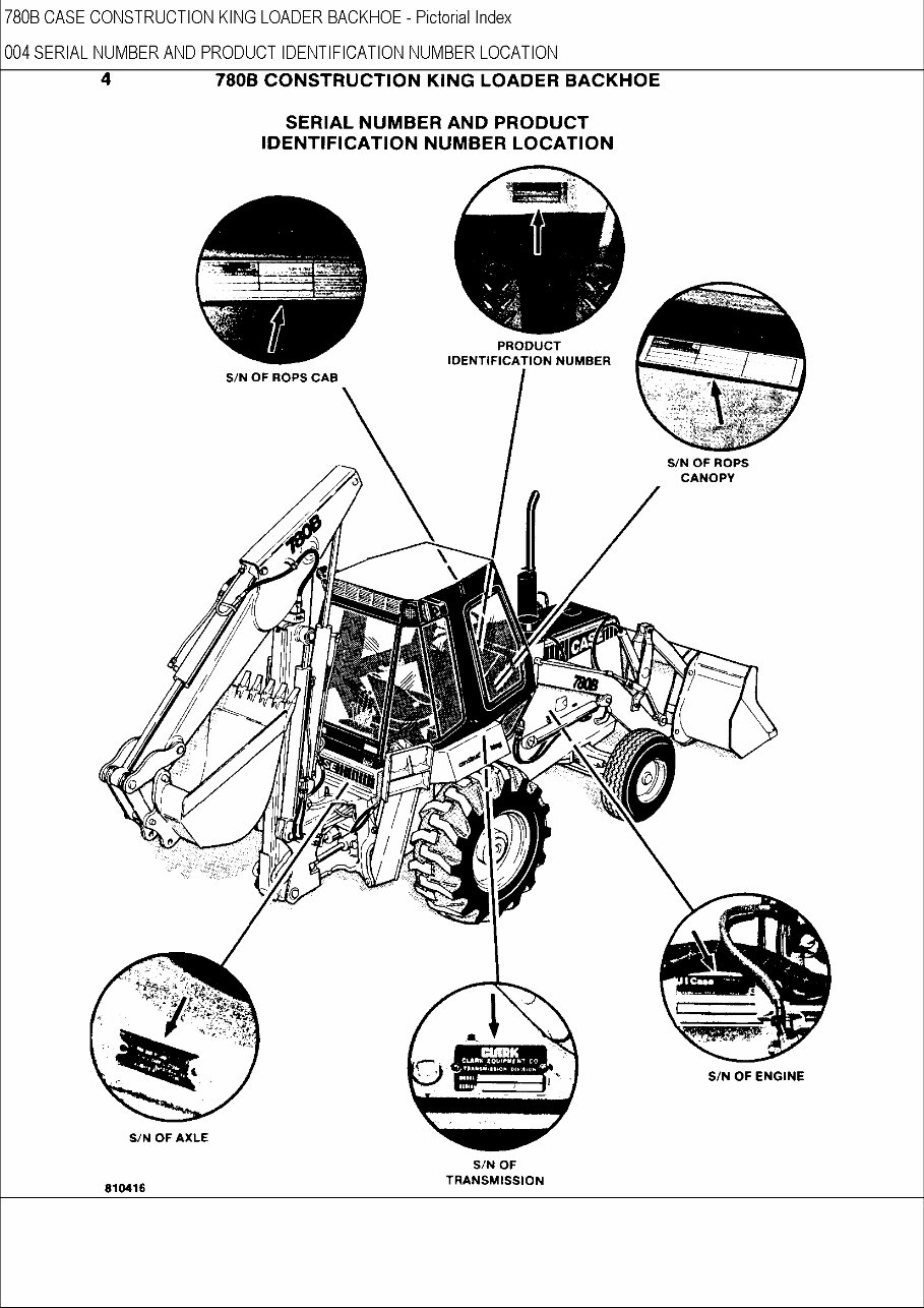 Case B Ck Backhoe Loader Parts Catalog Manual