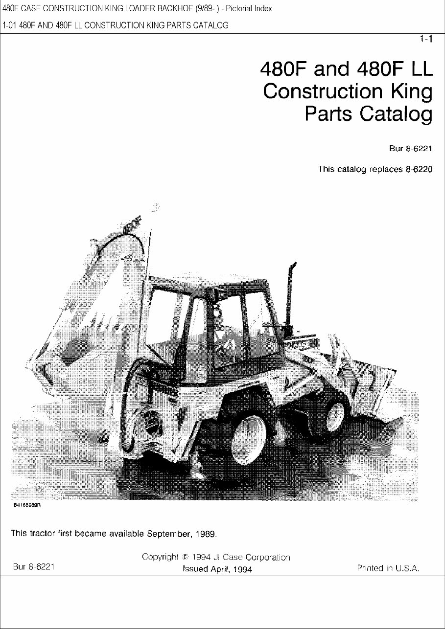 Case 480f Construction King Backhoe Parts Catalog Manual 6759