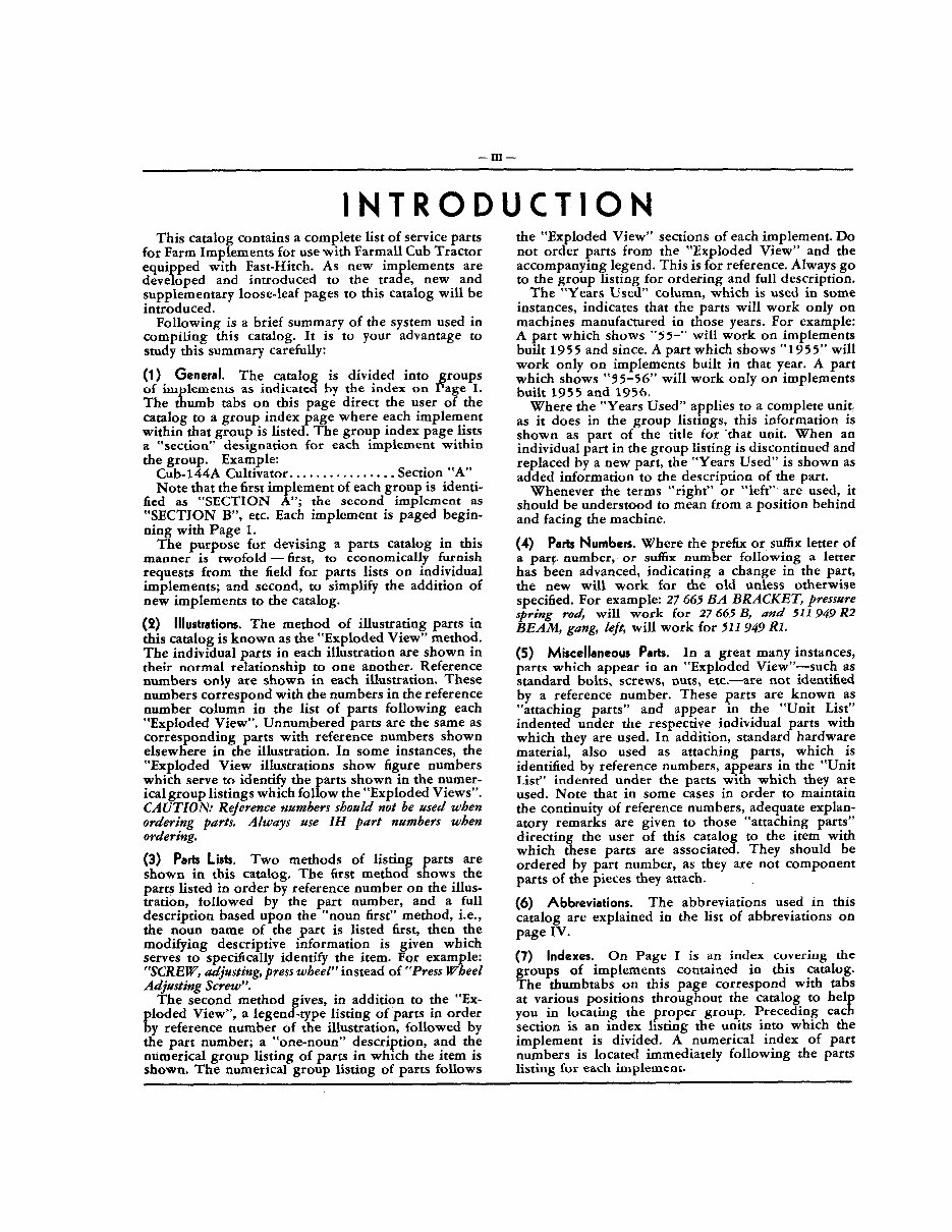 Farmall CUB Parts Farm Implement Catalog Manual IH CBI2
