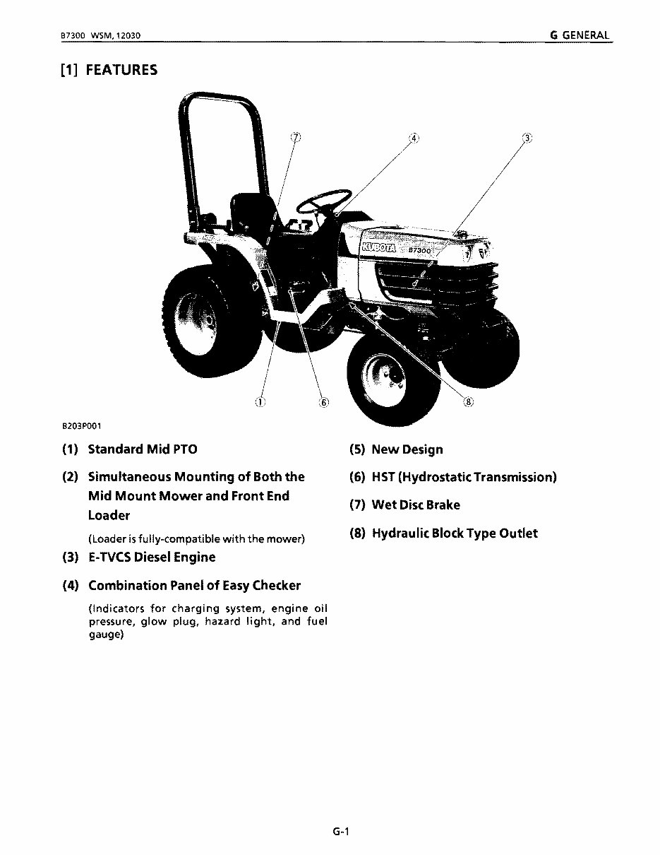 Kubota B7300 Parts Manual