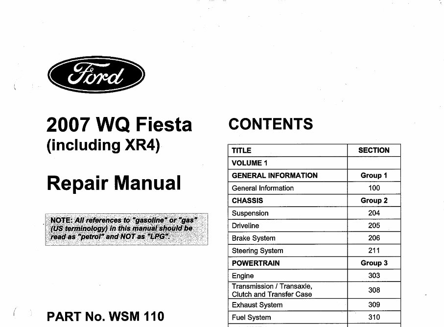 FORD FIESTA 2007 WORKSHOP MANUAL PDF visual data 3