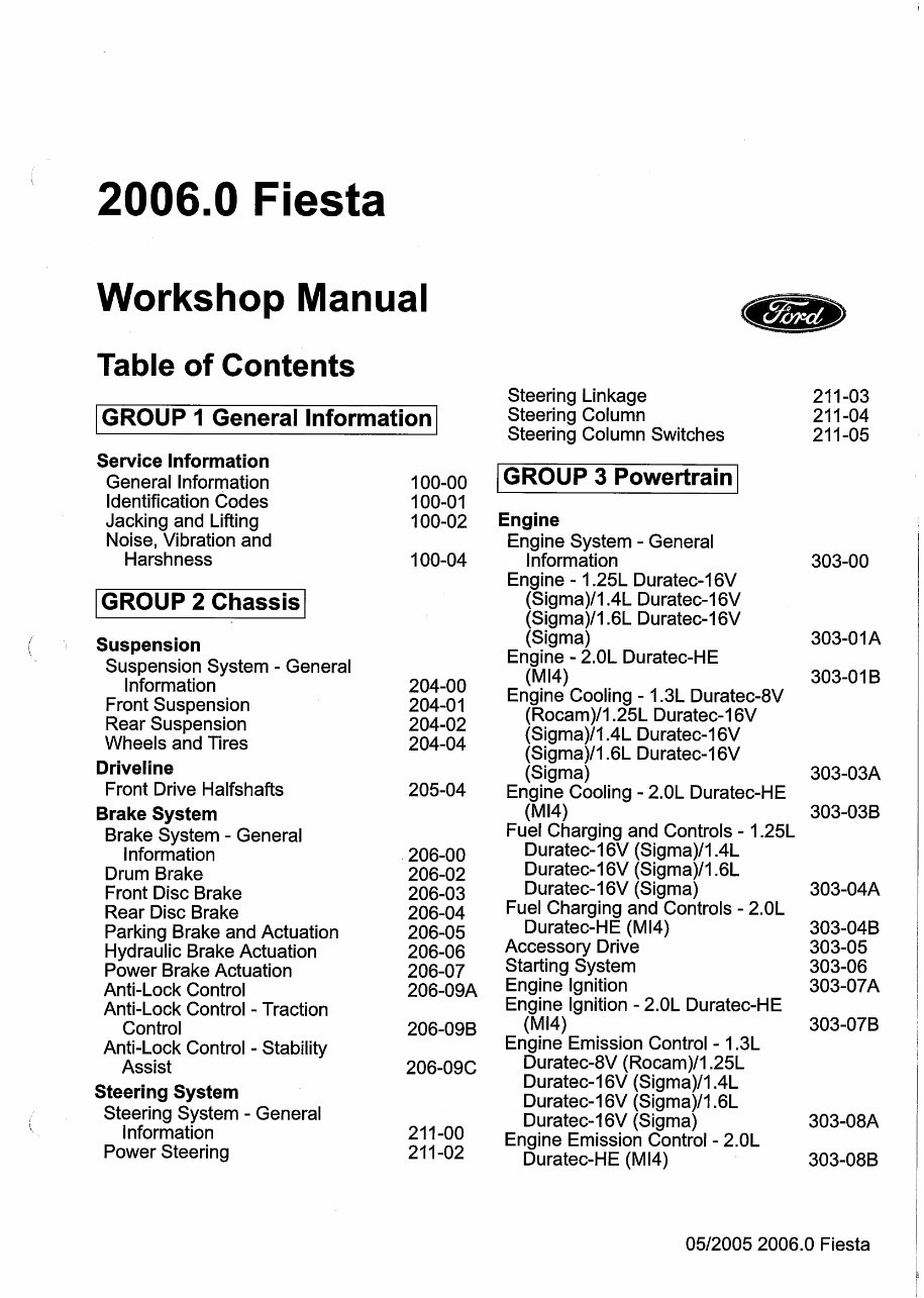 FORD FIESTA 2007 WORKSHOP MANUAL PDF visual data 8