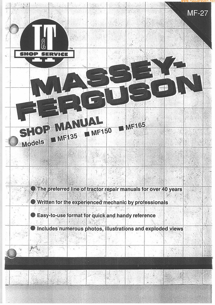 165 Massey Ferguson Tractor Technical Service Shop Repair Manual MF165 MF 