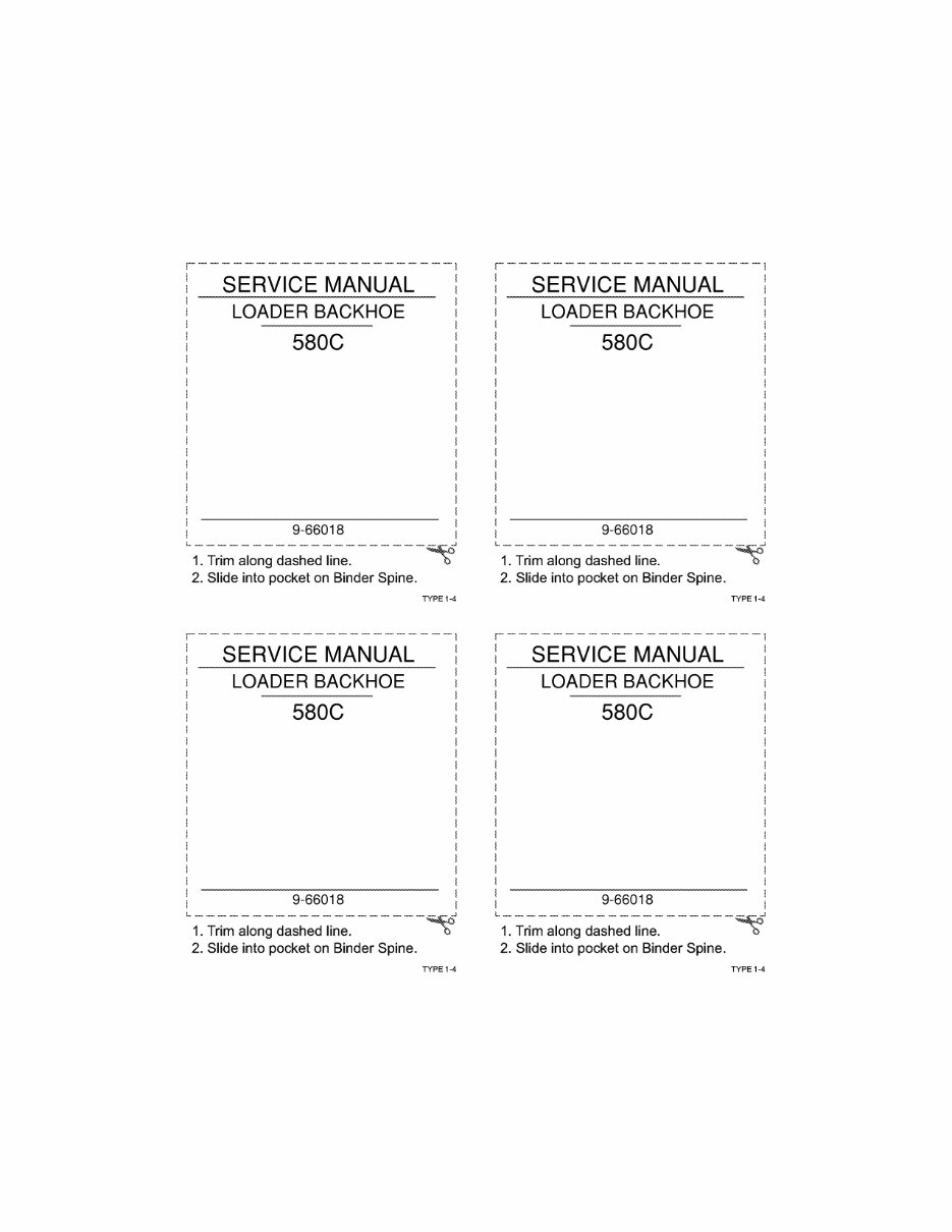 Case 580C Loader Backhoe Workshop Repair Service Manual Part Number # 9-66018 
