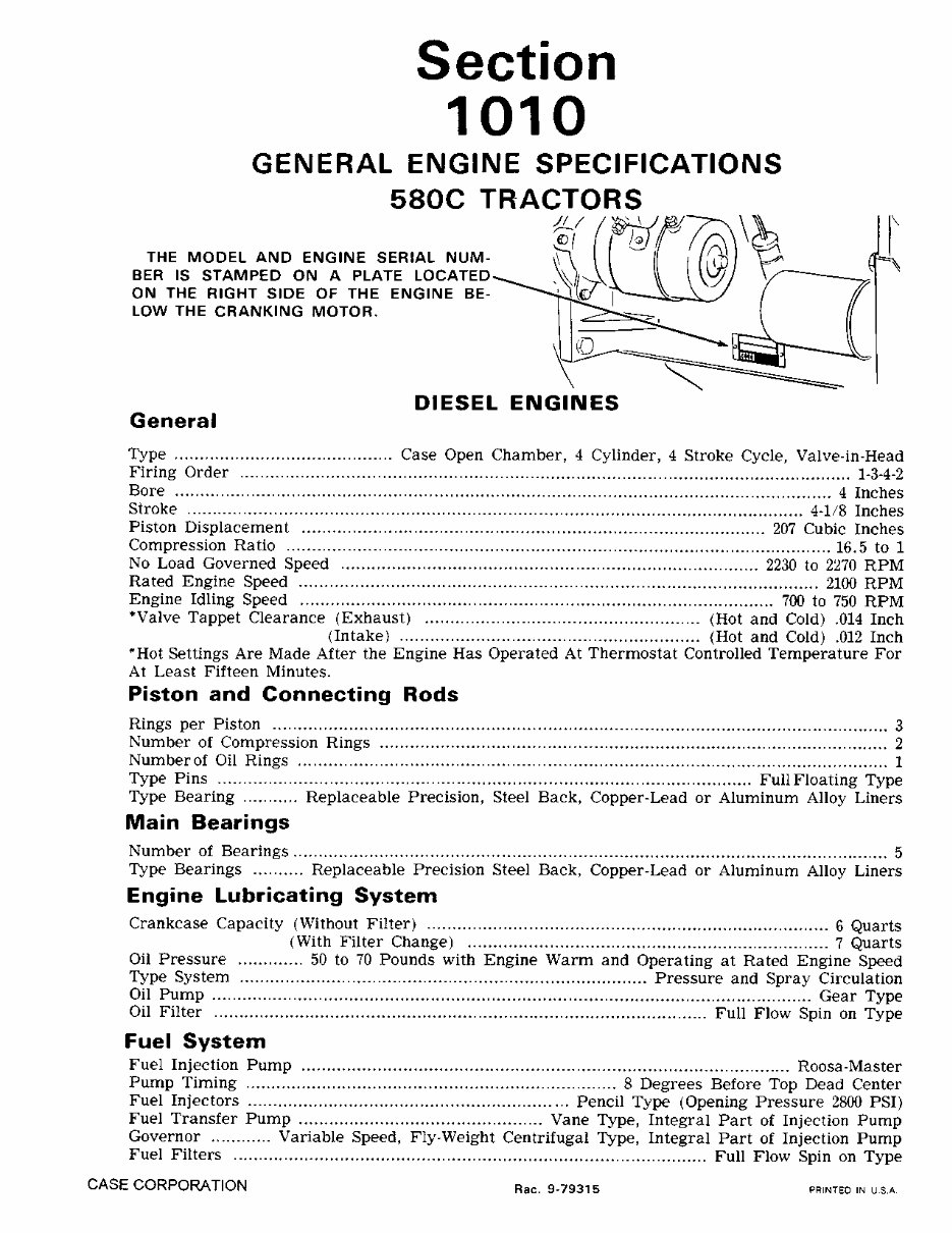 CASE Tractor 580C 580 Loader BACKHOE Service Repair Manual