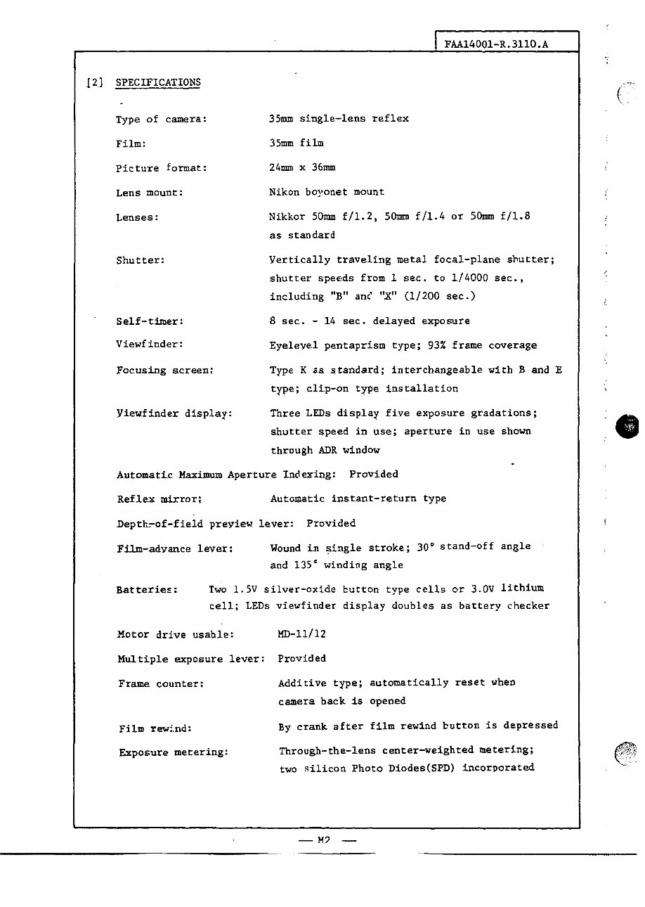 Nikon FM2 FM2n FM2/T Camera Repair Service Manual