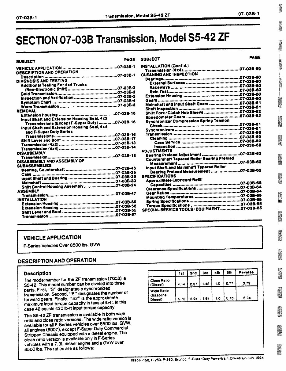 ZF Transmission Model S542 S547 S547M Service Repair Manual