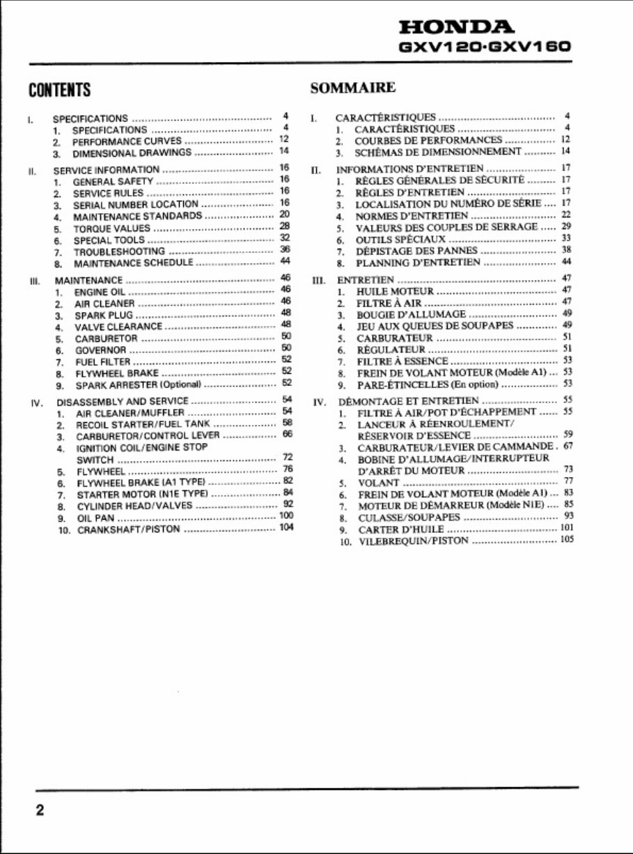 Honda GXV160 Service Repair Manual