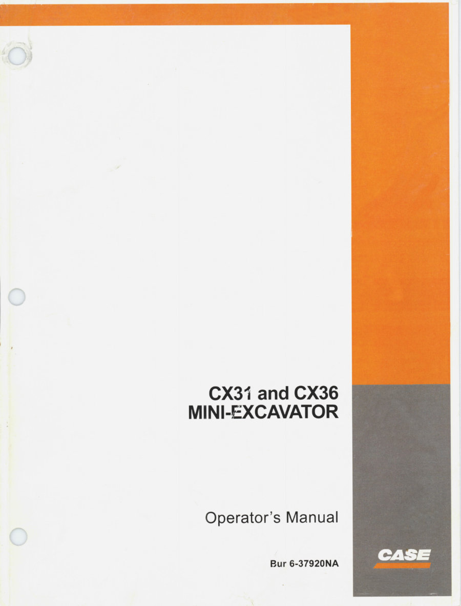 CASE CX31 CX36 MINI EXCAVATOR OPS MANUAL PDF CD **asap available**