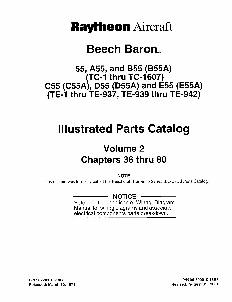 Beechcraft Baron 55 Series Illustrated Parts Catalog