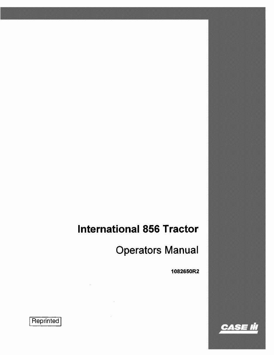 CASE IH International 856 Tractor Operators Manual