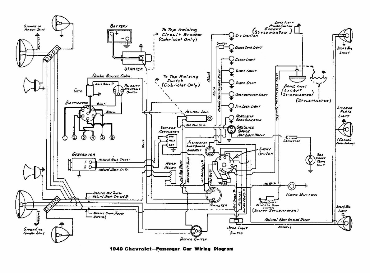 Chevrolet Chevy 1940 Car Wiring Electrical Diagram Manual